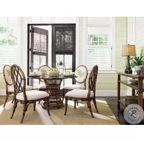 Bali Hai Aged Chestnut Brown Aruba Glass Top 36" Dining Table