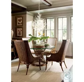 Bali Hai Aged Chestnut Brown Latitude Glass Top 60" Dining Table