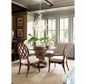 Bali Hai Aged Chestnut Brown Latitude Glass Top 54" Dining Table