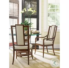 Bali Hai Ivory And Gold St. Barts Splat Back Arm Chair