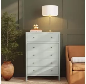 Nora Sage Green 5 Drawer Tall Dresser