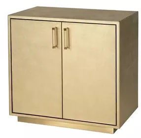 Francois Antique Gold Leather Upholstered 2 Door Accent Cabinet