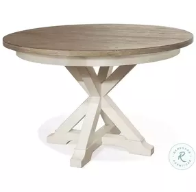 Myra Natural and Paperwhite Round Extendable Dining Room Set