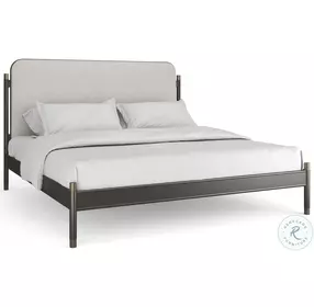 Campaign Ivory and Brushed Deep Bronze King Upholstered Bed