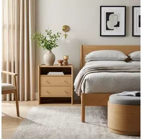 Colin Natural Oak 2 Drawer Open Nightstand