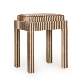Kora Brown and White Upholstered Accent Stool