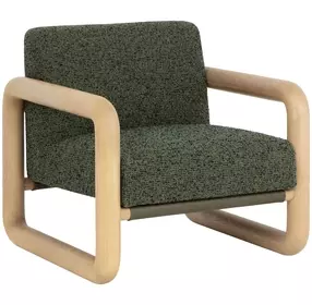 Cirro Noah Meadow and Ludlow Dark Olive Leather Upholstered Lounge Chair