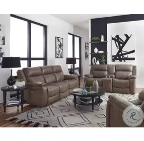 Colton Fresca Cobblestone Leather Zero Gravity Power Reclining Sofa with Power Headrest