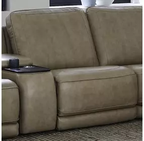 Weston Sophia Oatmeal Leather Dual Power Zero Wall Armless Power Recliner with Power Headrest
