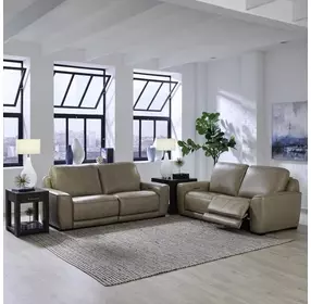 Blake Sophia Oatmeal Leather Dual Power Zero Wall Reclining Living Room Set with Power Headrest and USB Charging