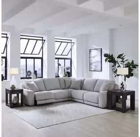 Weston Estero Smoke 5 Piece Modular Dual Power Zero Wall Reclining Sectional with Power Headrest and USB Charging