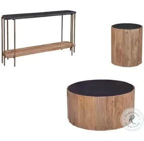 Adrienne Natural And Black Marble Console Table