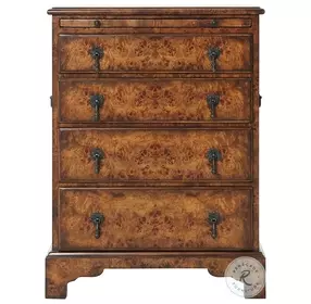 Essential Buffalo Brown And Blind Tooling Baveno Walnut 4 Drawer Bachelor's Nightstand