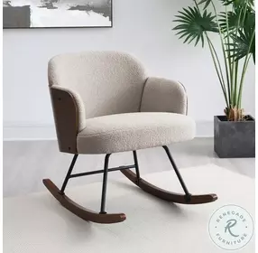 Paige Beige Boucle Mid Back Rocking Chair
