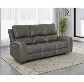 Brickston Charcoal Triple 86" Power Reclining Sofa with USB Charging and LED