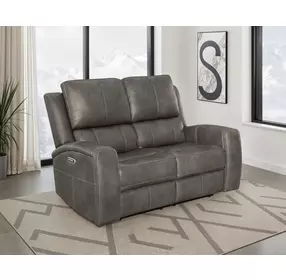 Brickston Charcoal Triple 62" Power Reclining Loveseat with USB Charging