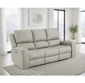 Brickston Gray Triple 86" Power Reclining Sofa with USB Charging and LED