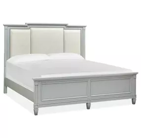 Glenbrook Pebble and Beige Queen Upholstered Panel Bed