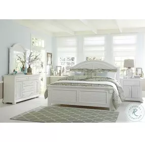 Summer House Oyster White Queen Panel Bed