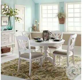 Summer House Oyster White Round Pedestal Extendable Dining Table