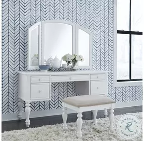 Summer House I Oyster White Vanity Stool