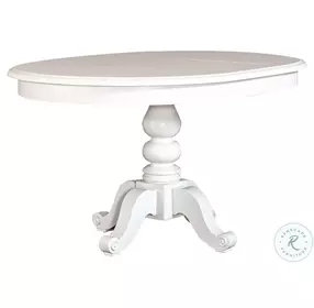 Sun Haven Oyster White Antique Round Pedestal Extendable Dining Room Set