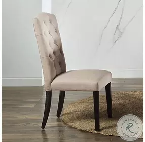 Gerardo Beige Linen Side Chair Set of 2