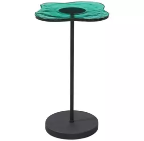 Elijah Matte Black and Green Free Form Glass Top Accent Table