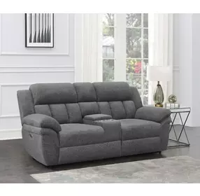 Bahrain Charcoal Power Reclining Console 86" Loveseat