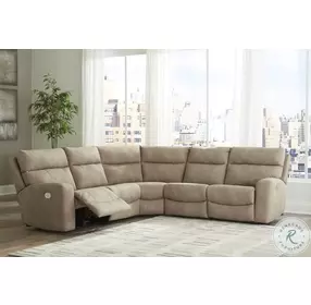Next-Gen DuraPella Sand 5 Piece Performance Fabric Power Reclining Sectional