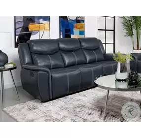 Sloane Blue Reclining Living Room Set with Dropdown Table