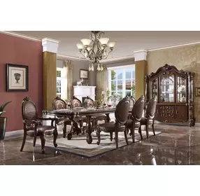 Versailles Cherry Upholstered Oval Back Arm Chair with Nailhead Trim Set of 2