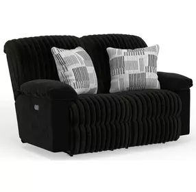 Comet Black 60" Lay Flat Power Reclining Loveseat with USB Charging