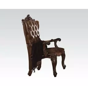 Versailles Cherry Upholstered Wing Back Arm Chair with Nailhead Trim Set of 2