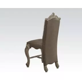 Versailles Vintage Gray Upholstered Counter Height Chair with Nailhead Trim Set of 2