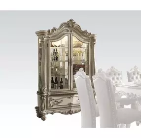 Versailles Bone White 2 Door Curio Cabinet with LED