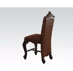 Versailles Brown Upholstered Counter Height Chair with Nailhead Trim Set of 2