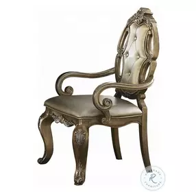 Ragenardus Synthetic Leather and Vintage Oak Arm Chair Set of 2