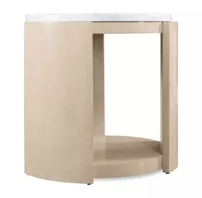 Limestone Light Brown and White Volakas Stone Top Side Table