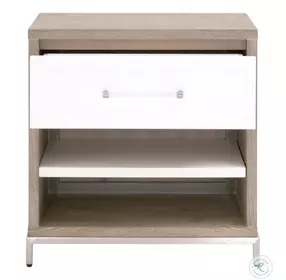 Wrenn Natural Gray And Matte White Drawer Nightstand