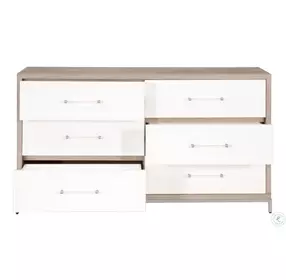 Wrenn Natural Gray And Matte White 6 Drawer Double Dresser