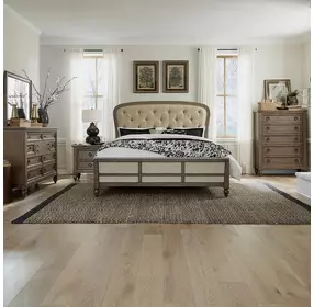 Americana Farmhouse Dusty Taupe and Black 9 Drawer Dresser with Mirror