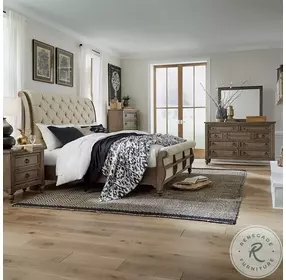 Heritage Rustic Haven Dusty Taupe King Sleigh Bed
