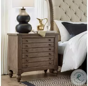 Heritage Rustic Haven Dusty Taupe 3 Drawer Bedside Chest with Charging Station