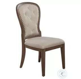 Americana Farmhouse Dusty Taupe Upholstered Tufted Back Side Chair Set of 2