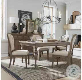 Americana Farmhouse Dusty Taupe Upholstered Tufted Back Side Chair Set of 2