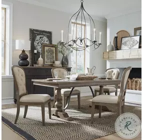 Heritage Rustic Haven Dusty Taupe Trestle Extendable Dining Table