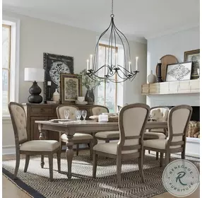 Americana Farmhouse Dusty Taupe Rectangular Leg Extendable Dining Table