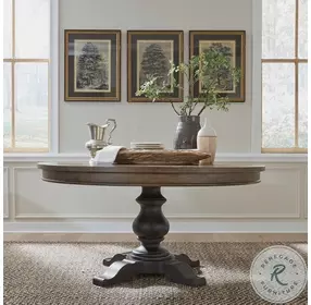 Heritage Rustic Haven Wire Brushed Dusty Taupe Single Pedestal Dining Room Set