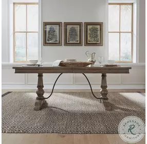 Americana Farmhouse Dusty Taupe Trestle Extendable Dining Room Set